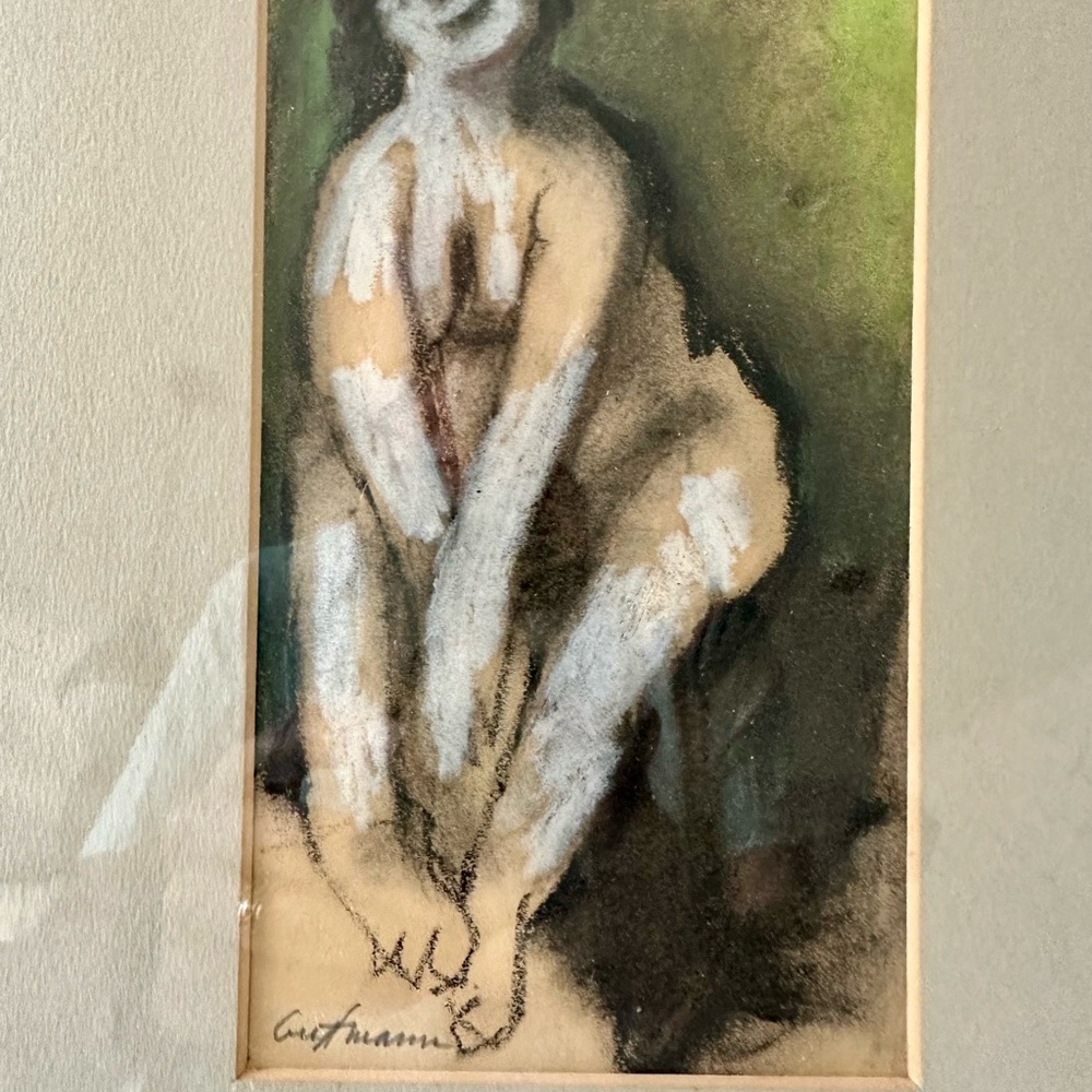 Abstract NudeOilArt Print with Black and White Accents by Ethel Weiner Guttmann